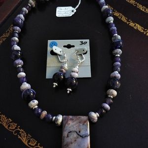 Amethyst/Crazylace Agate Necklace & Earrings